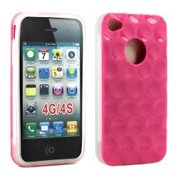 iPhone 4 4S Circle Gummy Case (Pink-Clear)